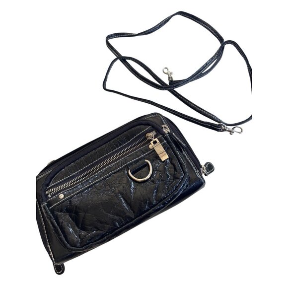 Handbags - Black Faux Leather Wallet Purse With Calculator & Strap